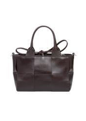 Dark brown small leather women's handbag TORES-1298-1H(W26), product view from the back on a white background.