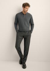 Men's graphite-gray wool sweater SWEMT-0197-9D(Z26). Front view of the product on a model. Full-body view.
