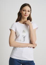 Women's white T-shirt with oriole TSHDT-0097-11(W22)-02