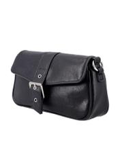 Black women's handbag with a buckle TOREC-1370-99(Z26), diagonal product view on a white background.