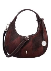Brown small shoulder bag TOREC-1319-1H(Z26), front product view on white background.