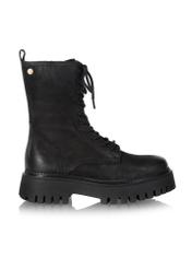 Women's leather ankle boots in combat boot style BUTYD-1004-9I(Z26), side view of the product on a white background.