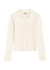 Women's ecru blouse LSLDT-0048-0B(Z26), front product view on white background.