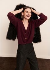 Burgundy woolen women's cardigan KARDT-0064-4D(Z26)