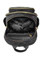 Black women's backpack with monogram TOREN-0255A-99(Z24)-05