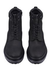 Black men's leather ankle boots BUTYM-0423B-9I(Z26), front product view on white background.