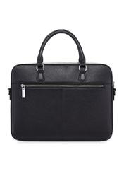 Black leather laptop bag TORES-1222-99-9I(W26) - product view from the back on a white background.