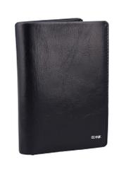Black leather men's wallet PORMS-0723-9P(Z26), angled product view on a white background.