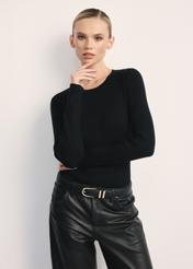 Women's ribbed longsleeve LSLDT-0028-99(Z24), product visible from the front on the model, half of the silhouette visible.