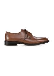 Men's leather brogues in cognac color BUTYM-0500-1F(W26), side view of the product on a white background.