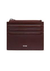 Brown leather card case PORMS-0732-1G(Z26), front product view on white background.