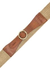 Wide women's belt made of natural leather PASDS-0327-1E(W26) - product view from above, on a white background.