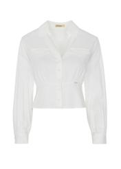 White women's blouse with basque BLUDT-0139-11(W22)-03