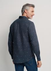 Navy blue shirt with sailboat pattern for men KOSMT-0320-69(W24)-04