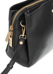 Black leather women's shoulder bag TORES-1244-99(W26), close-up of product detail, view on white background.