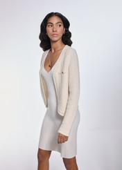 Beige woolen women's cardigan KARDT-0047-80(Z24)-01