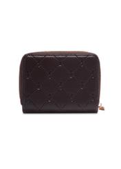 Small brown women's wallet with monogram POREC-0349A-1I(Z26), back view of the product on a white background.
