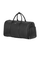 Black leather travel bag TORMS-0535-9I(Z26), diagonal product view on white background.