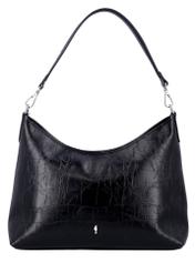 Black women's croco shoulder bag TOREC-1307-9G(Z26), front product view on white background.