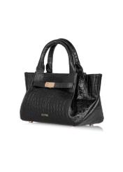 Women's small leather handbag black croco TORES-0998-97(W24)-02