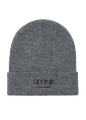 Grey men's winter cap with logo OCHNIK CZAMT-0064A-91(Z23)-02