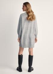 Gray sweater dress SUKDT-0204-91(Z24), product visible from the back on the model, half of the silhouette visible.