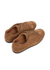 Cognac suede women's sneakers BUTYD-1293-1F(Z26) - product view from above, on a white background.