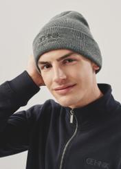 Grey men's winter cap with logo OCHNIK CZAMT-0064A-91(Z23)-01