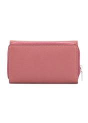 Pink leather medium women's wallet PORES-0801-5B(Z26), back product view on white background.