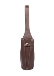 Dark brown women's imitation leather handbag TOREC-1214-1H(W26), side product view on white background.