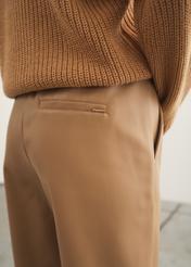 Beige imitation leather pants SPODP-0002-81(W23)-03