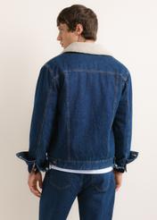 Men's navy blue denim jacket (model KURMT-0435-7C(Z26)), rear view on a model. Half of the figure is visible.