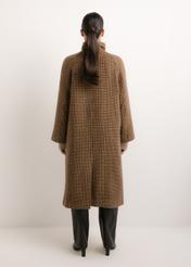 Women's wool checkered coat PLADT-0086-1P(Z26), product view from the back on the model. Full body visible.