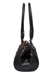 Black leather shoulder bag TORES-1369-99(Z26), side product view on white background.