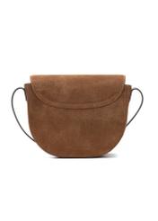 Brown suede women's messenger bag TORES-1168-88(Z25), back view of the product on a white background.