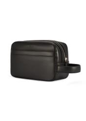 Black leather men's cosmetic bag TORMS-0473-99(Z25), diagonal product view on white background.