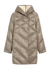 Olive green women's quilted jacket KURDT-0595-57(Z25), product view from the front on a white background.