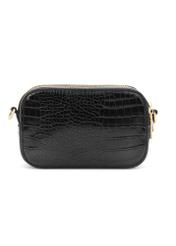 Black small women's croco handbag TOREC-1172-9G(W26), product view from the back on a white background.