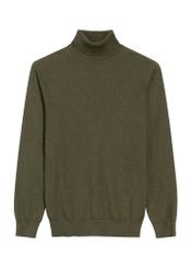 Men's khaki turtleneck sweater SWEMT-0095B-55(Z25), front product view on white background.