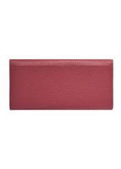 Large pink leather women's wallet PORES-1016-5B(Z26), back view of the product on a white background.