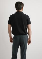 Men's black cotton polo shirt POLMT-0045B-99(W25), back view of the product on the model. Half of the silhouette visible.