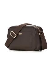 Brown women's handbag with monogram TOREC-1290-1I(Z26), diagonal product view on a white background.