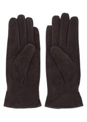 Women's brown suede gloves REKDS-0108-1I(Z26) - product view from above, on a white background.
