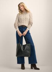 Black croco women's shopper bag TOREC-1304-9G(Z26)