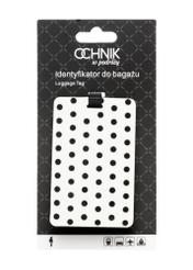 Luggage tag AW-012-0016-0P(W26), product view with packaging on white background.