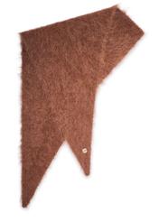 Brown women's scarf made of alpaca wool SZADT-0223-1H(Z26) - product view from above, on a white background.