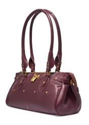 Burgundy leather shoulder bag TORES-1369-4D(Z26), diagonal product view on white background.