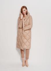 Beige quilted women's long jacket KURDT-0527-81(Z24) pic. 3