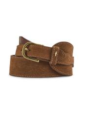 Brown suede women's belt PASDS-0330-89(Z 25), front product view on white background.
