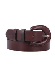 Brown leather women's belt PASDS-0356-1I(Z26), front product view on white background.